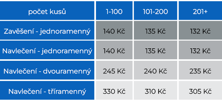 chromované stojánky na stolní vlaječky - ceník